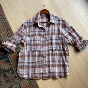 Chest-pocket check button-up shirt